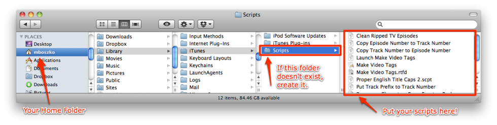 Finder window ~/Library/iTunes/Scripts/