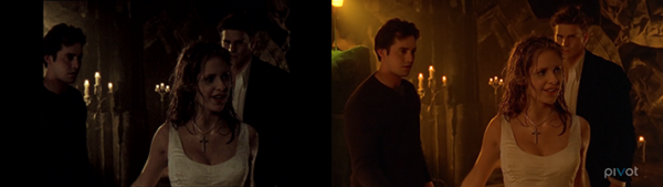 Comparison of Buffy original and widened HD looks.
