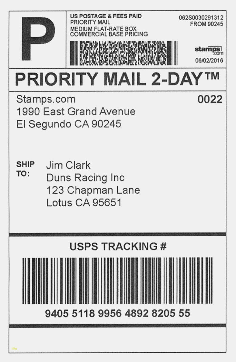 Example USPS Shipping Label