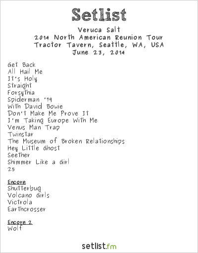 Veruca Salt Setlist Tractor Tavern, Seattle, WA, USA 2014